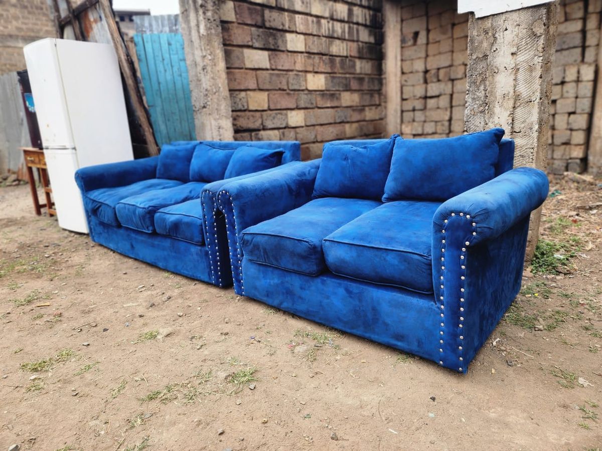 ELEGANT ROYAL BLUE VALVET SOFA SET - PREMIUM LUXURY DESIGN