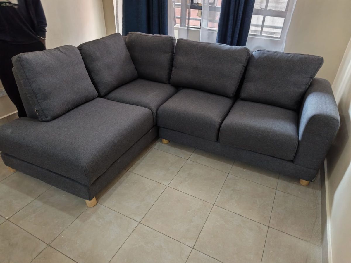 Modern Charcoal Grey L-Shaped Sofa